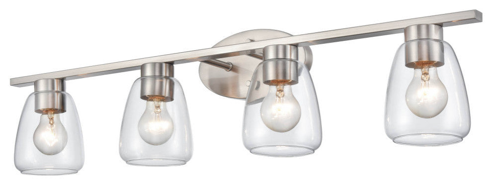4 Light 34" Brushed Nickel Bathroom Vanity Light