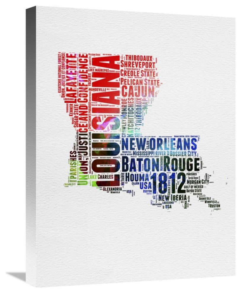 "Louisiana Watercolor Word Cloud" Fine Art Print