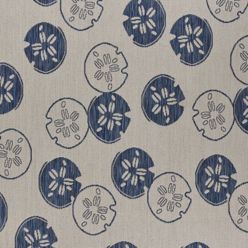 8" x 10" Navy Sand Dollar Indoor Outdoor Area Rug