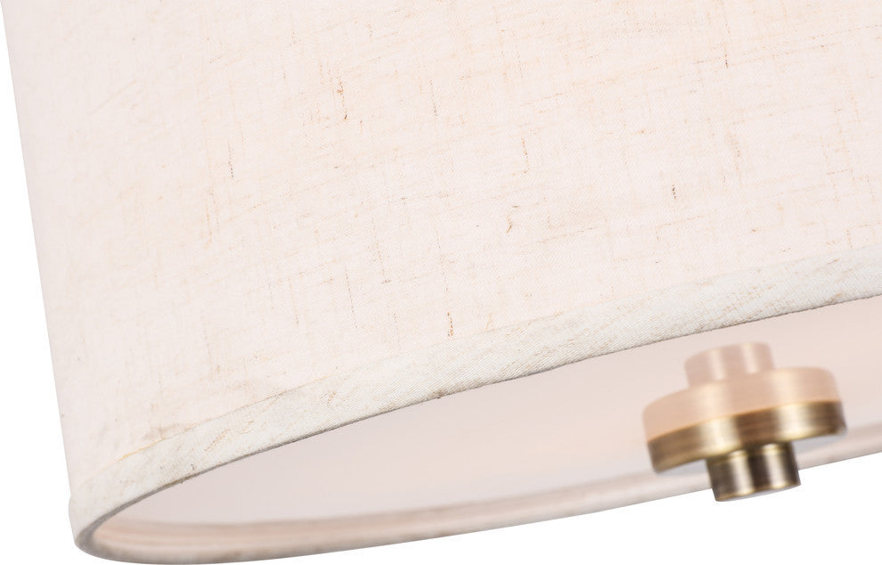 Drum Shade Semi-Flush, Brass, White, Pendant, 15", Incandesent