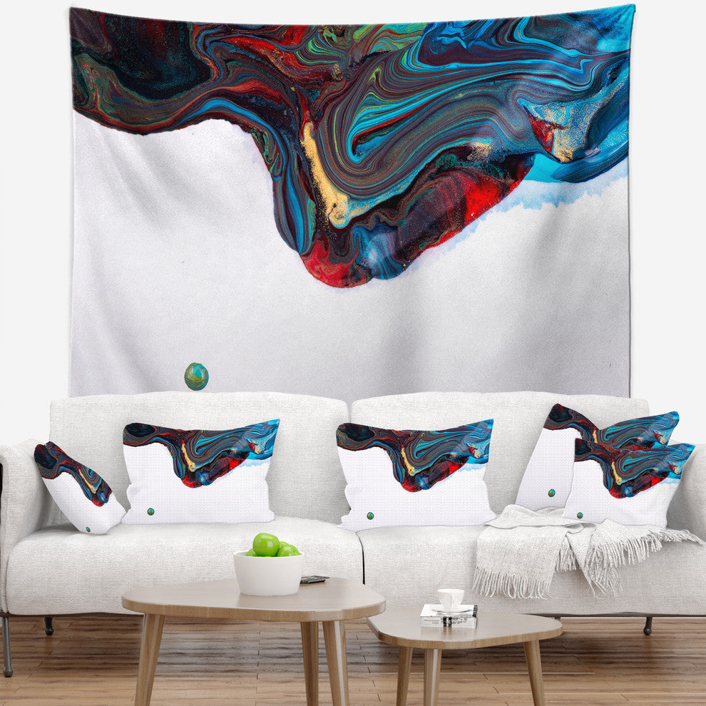 Multi Color Abstract Acrylic Paint Mix Abstract Wall Tapestry, 92"x78"