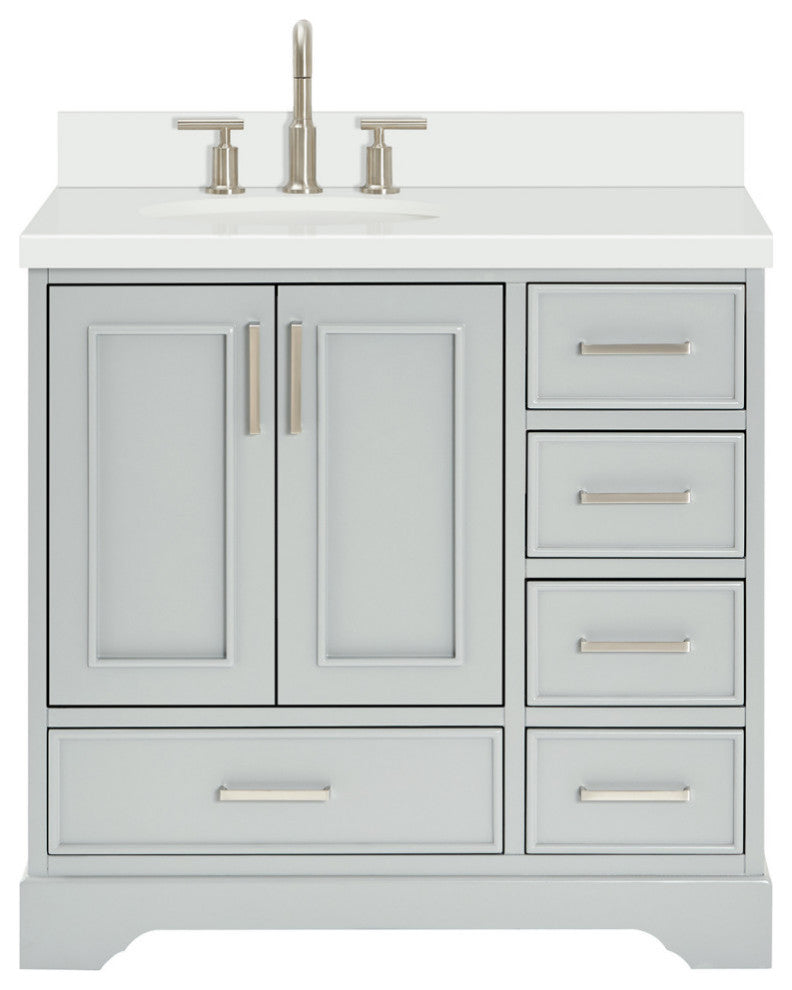 Ariel Stafford 37" Single Left Offset Oval Sink Bathroom Vanity
