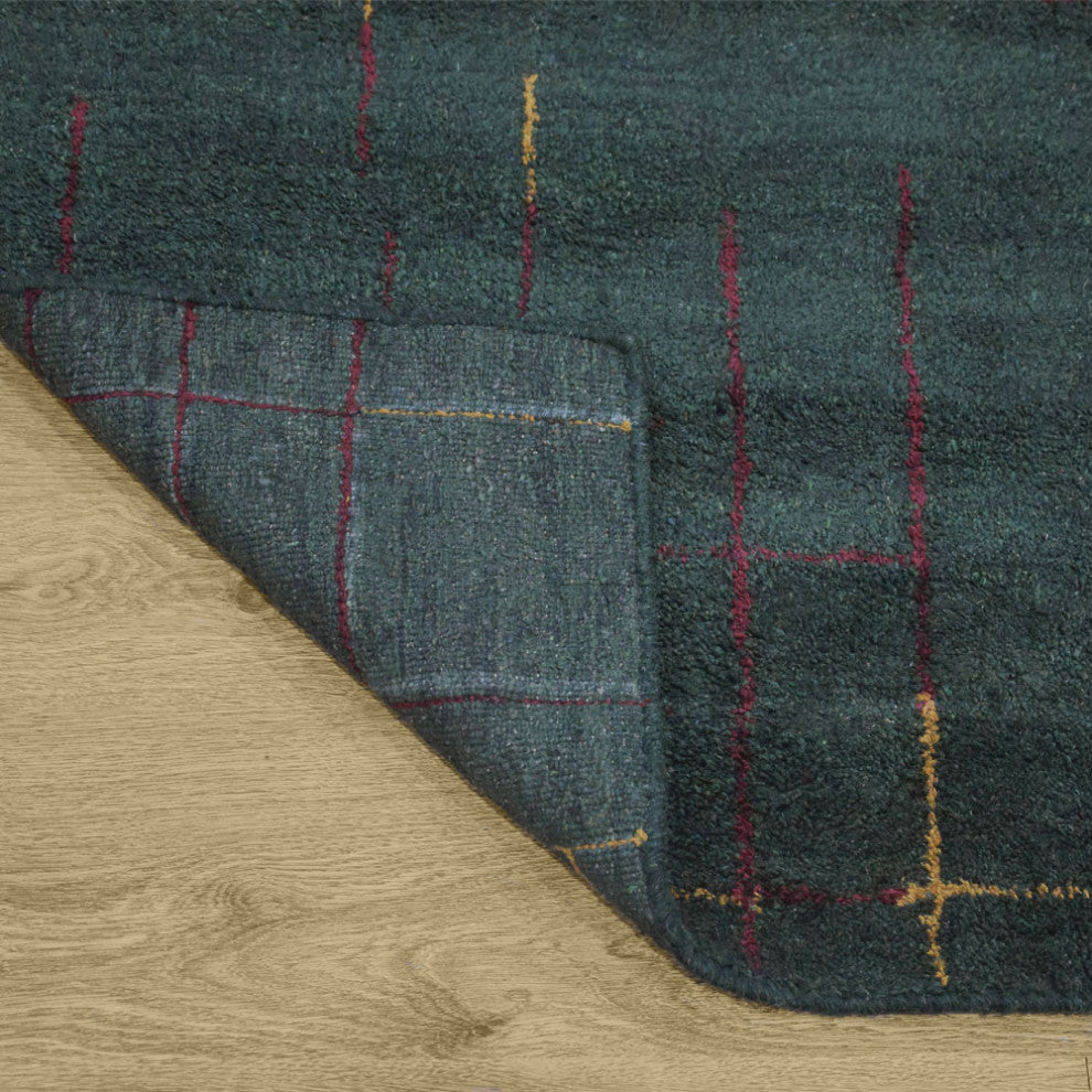 HAND KNOTTED LOOM SILK ECO-FRIENDLY RUGS-5'x8',Rectangle,Green Red,Contemporary