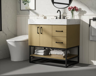 Home Living 32" Single Bathroom Vanity, Honey Brown