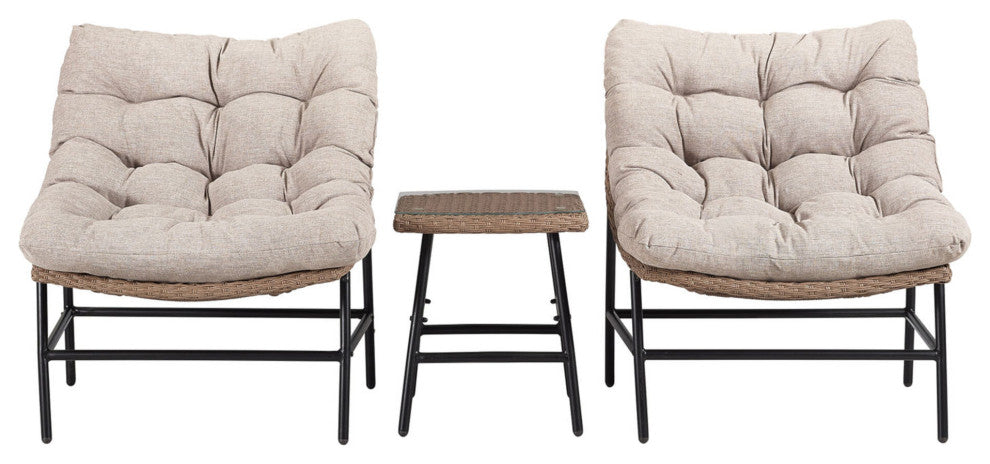 3-Piece Papasan Scoop Outdoor Patio Chat Set