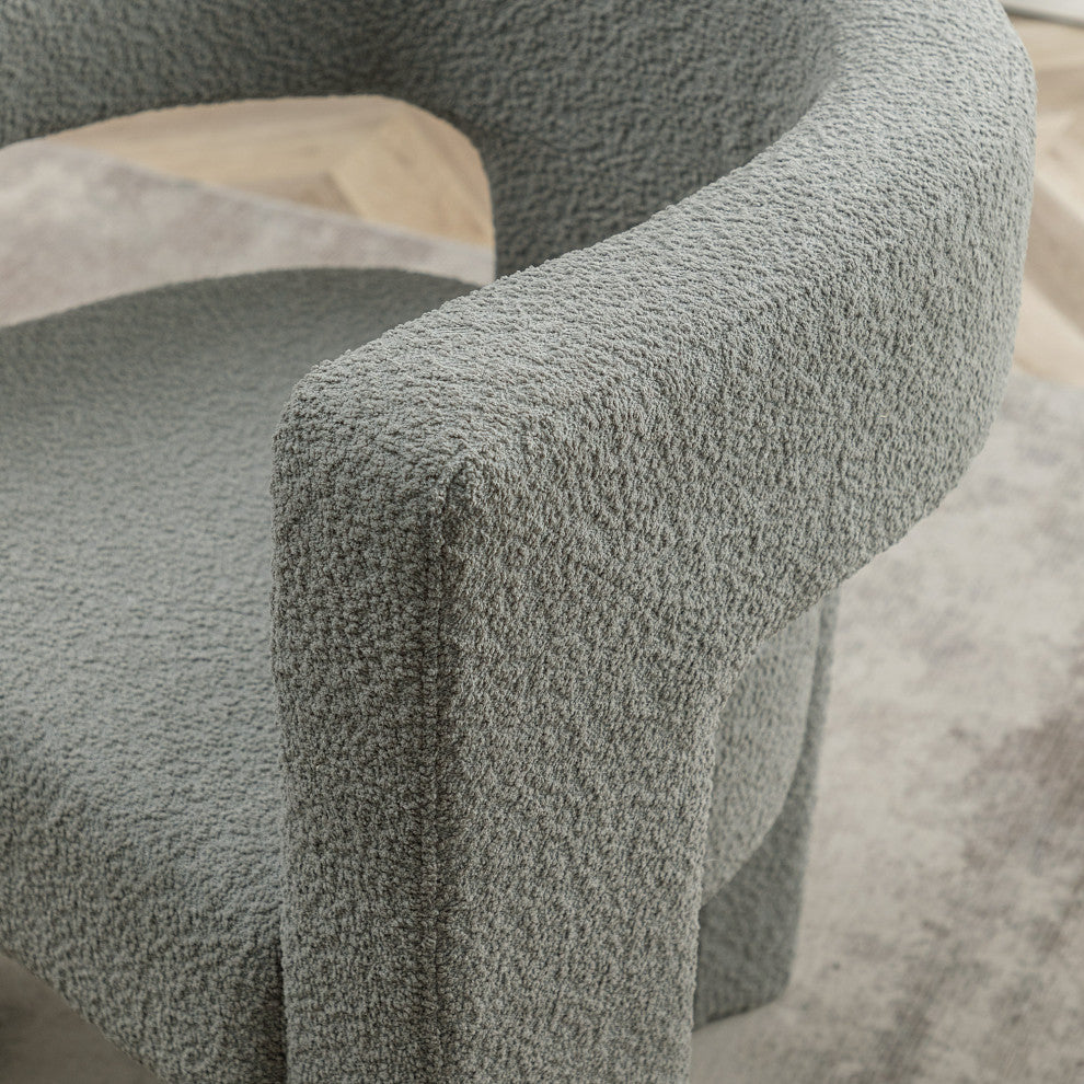 28" Wide Boucle Upholstered Square Armchair, Set of 2, Light Grey
