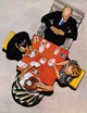 "Bridge Game" Painting Print on Canvas by Norman Rockwell
