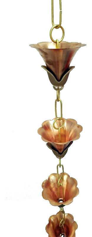 Kanji Cups Rain Chain With Installation Kit, 12'