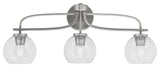 Cavella 3 Light Bath Bar, Graphite Finish, 5.75" Clear Bubble Glass