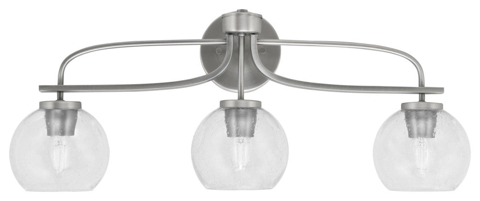Cavella 3 Light Bath Bar, Graphite Finish, 5.75" Clear Bubble Glass