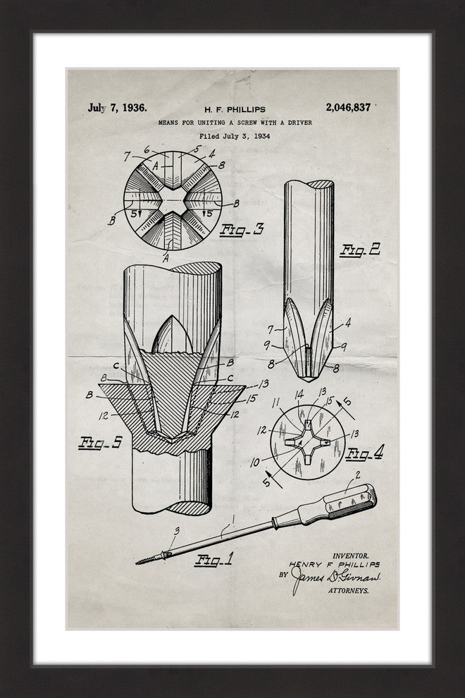 "Screwdriver 1936 Old Paper" Framed Painting Print