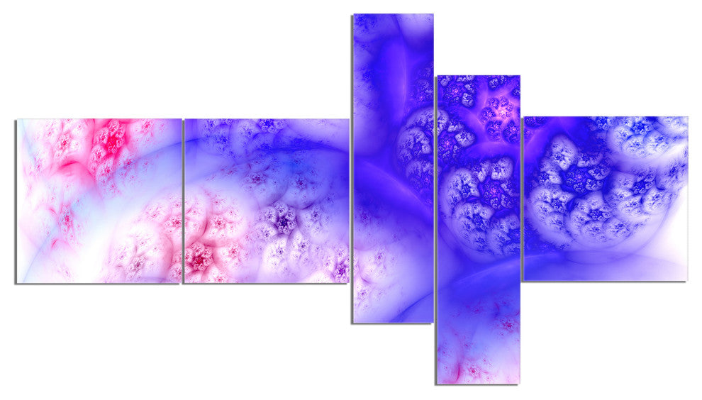Light Blue Magic Stormy Sky, Abstract Canvas Art Print, 60"x32", 5 panels