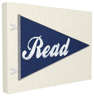Stupell Ind. Read Pennant Fabric Collage Blue Canvas Art, 16"x20"