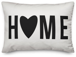 Home Heart Black 14x20 Lumbar Pillow