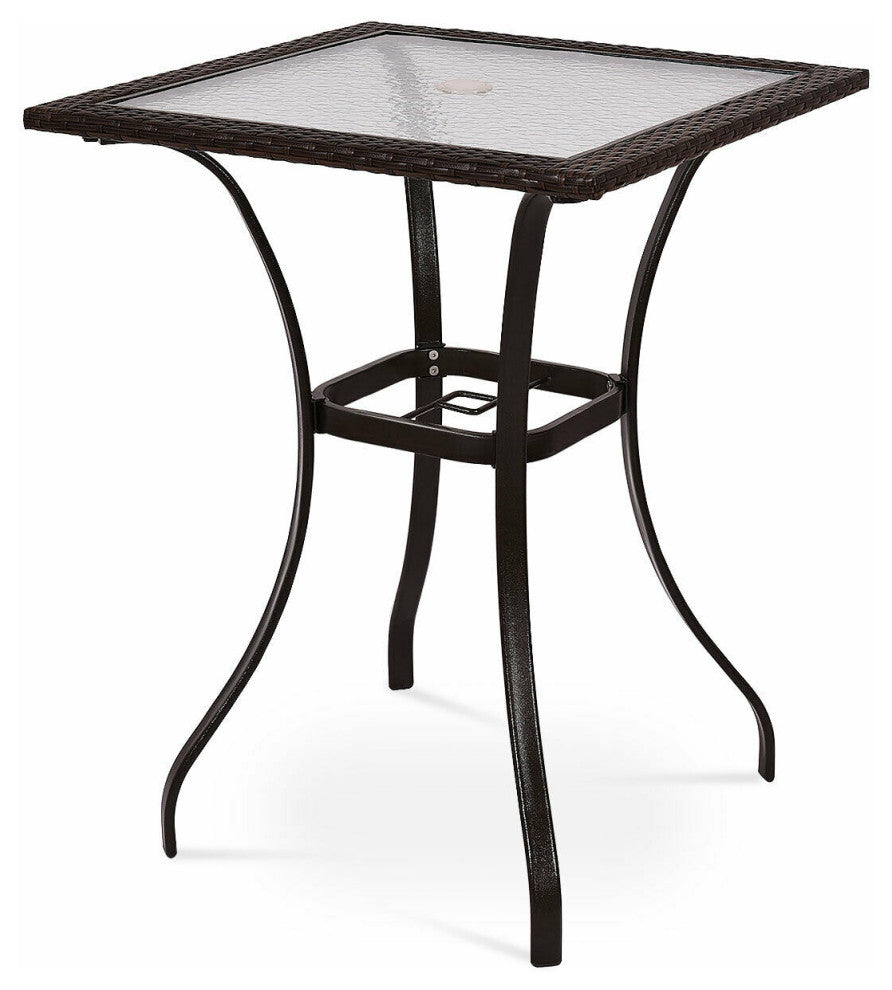 Costway Outdoor Patio Rattan Wicker Bar Square Table Yard Garden Furniture