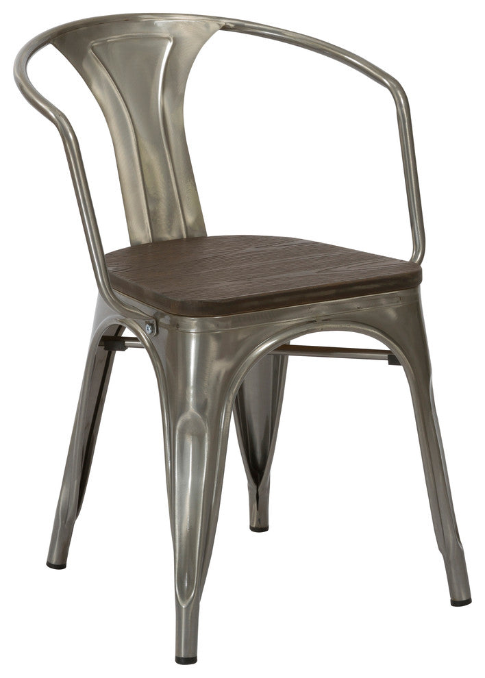 Tucker Metal and Wood Dining Armchairs, Set of 4