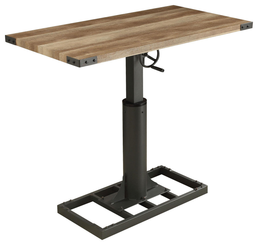 Furniture of America Ziaz Metal Adjustable Standing Desk with USB in Sand Black