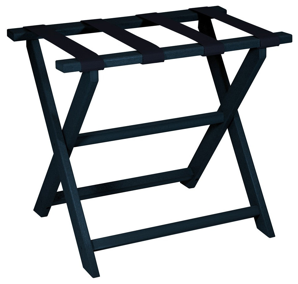 HomeRoots Earth Friendly Navy Blue Folding Luggage Rack With Navy Straps