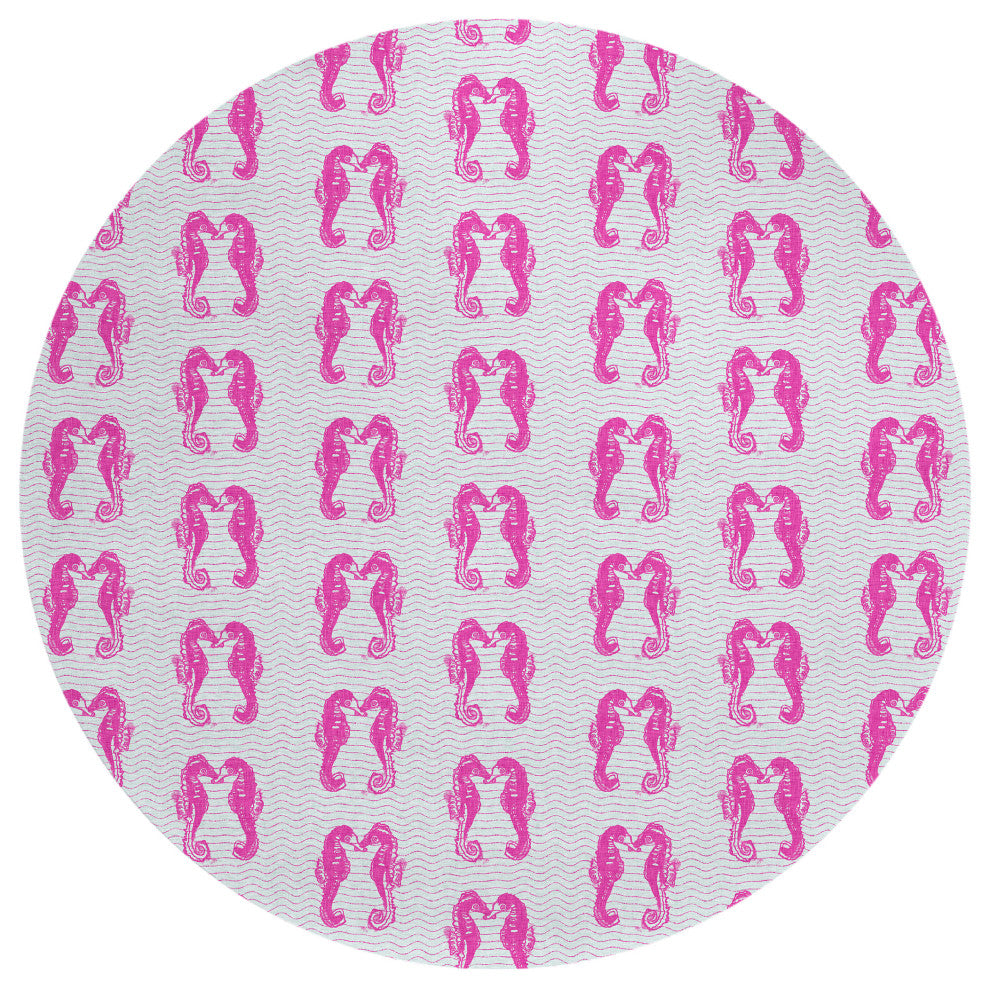 Indoor/Outdoor Seabreeze SZ15 Flamingo Machine Washable 8' x 8' Round Rug