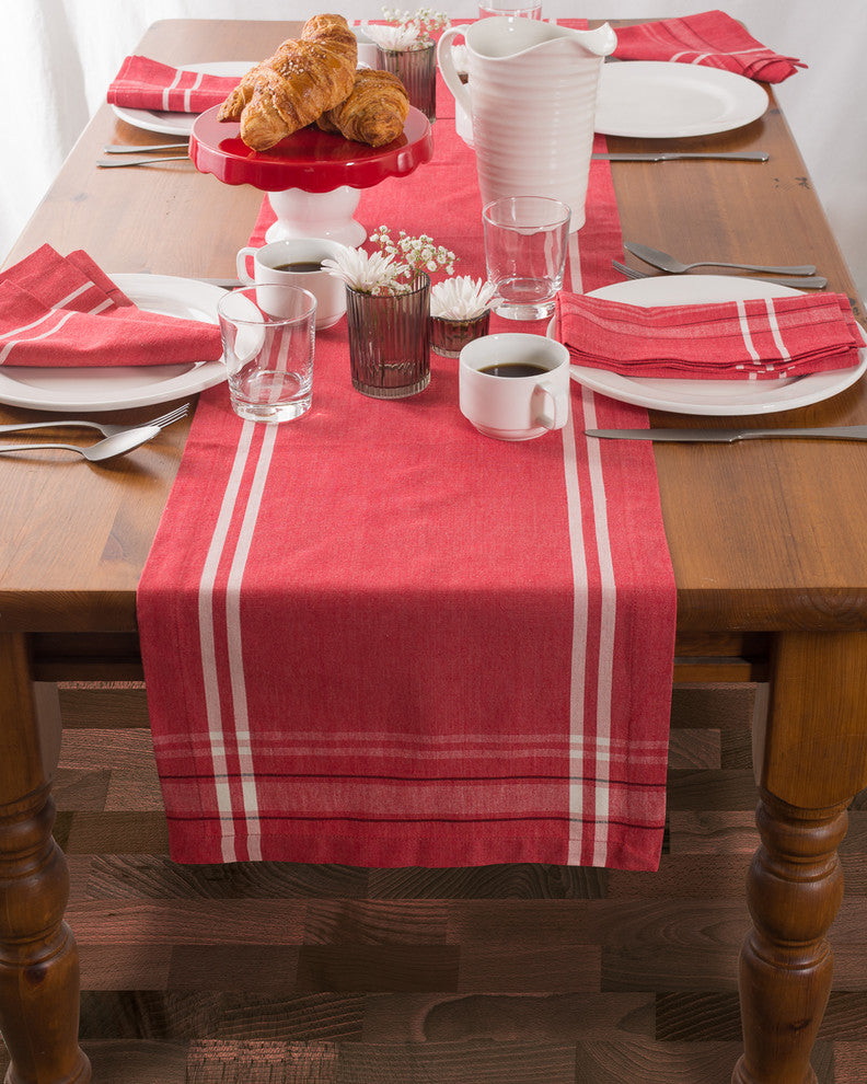 DII Tango Red French Chambray Table Runner 14"x72"