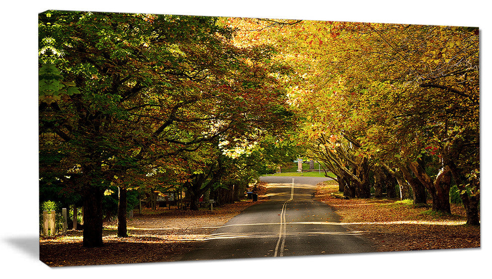 "Road Through Beautiful Green Trees" Landscape Wall Art, 1 Panel, 60"x28"