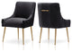 Glam Pleated Velvet Dining Chair Set of 2, Tufted Side Accent Kitchen Chair, Black