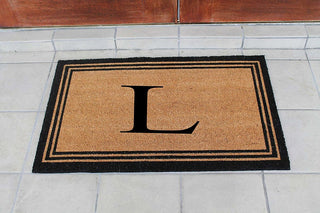 A1HC Black/Beige Coir Monogrammed Doormat 24"x39" , L