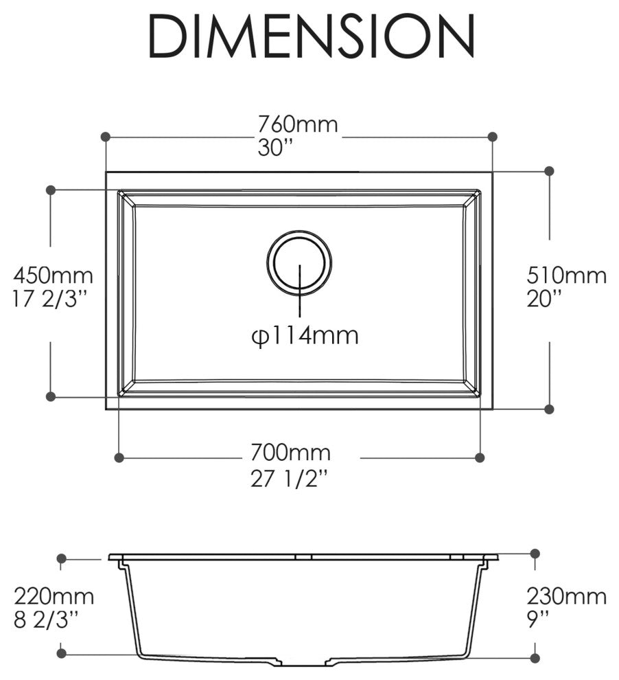 HIGOLD Single Bowl Undermount Kitchen Sink, Black