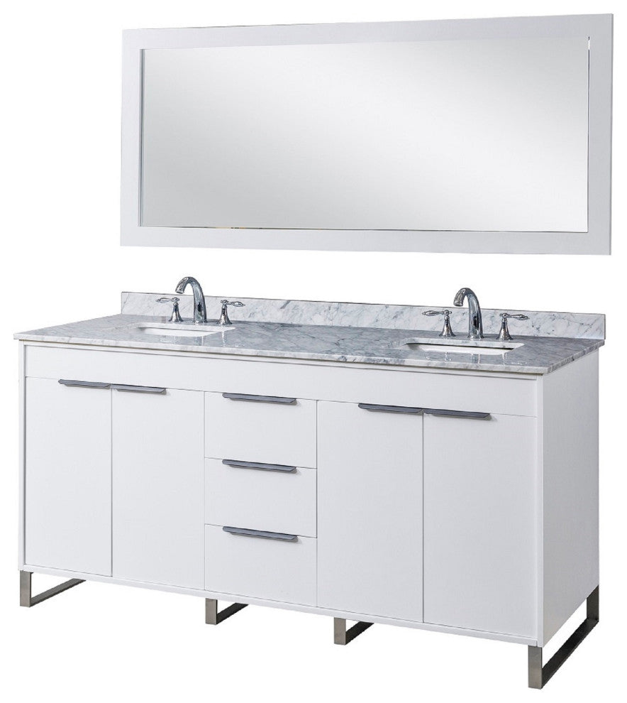 72" Luca Bath Vanity, White and Mirror
