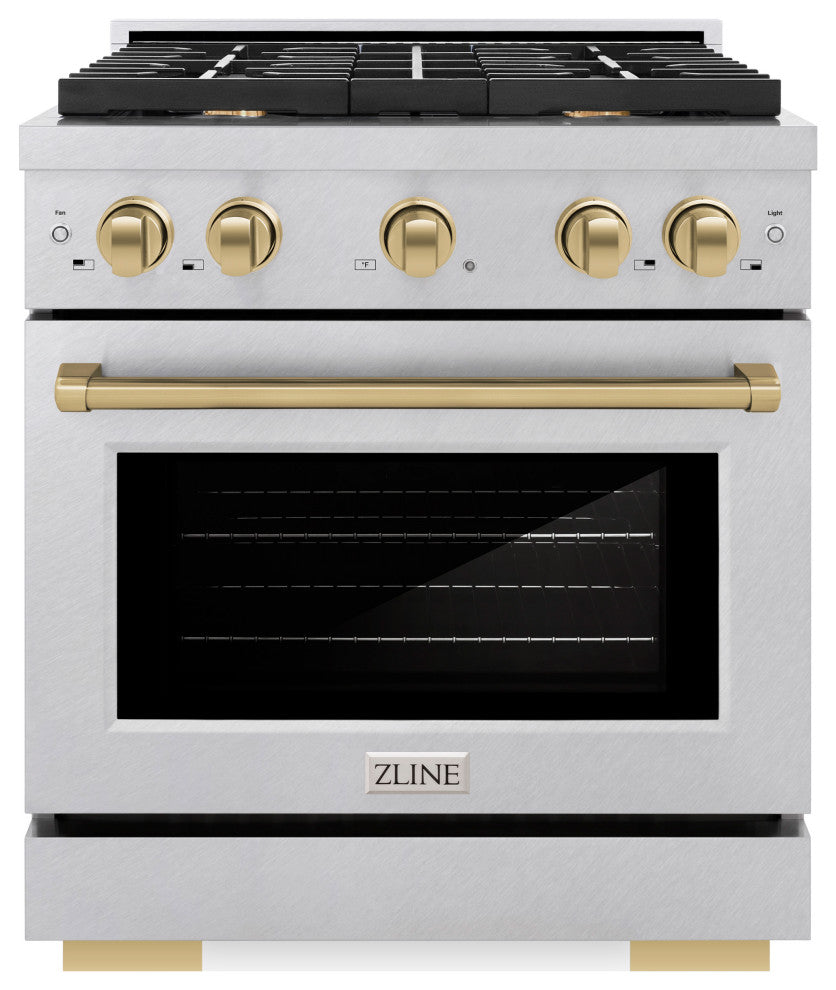 ZLINE 30" Freestanding Gas Range, DuraSnow With Champagne Bronze SGRSZ-30-CB