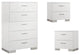 3 Piece Set with Chest and (Set of 2) 2 Drawer Night Stands in White