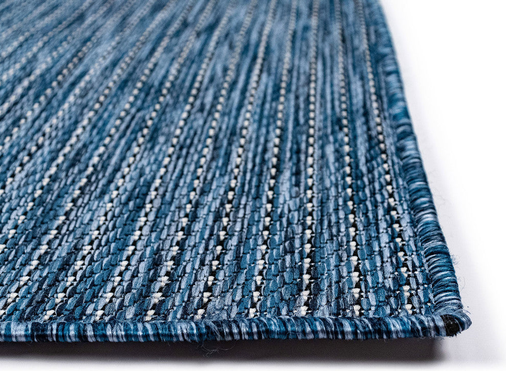 Carmel Texture Stripe Indoor/Outdoor Rug, Navy, 3'3"x4'11"