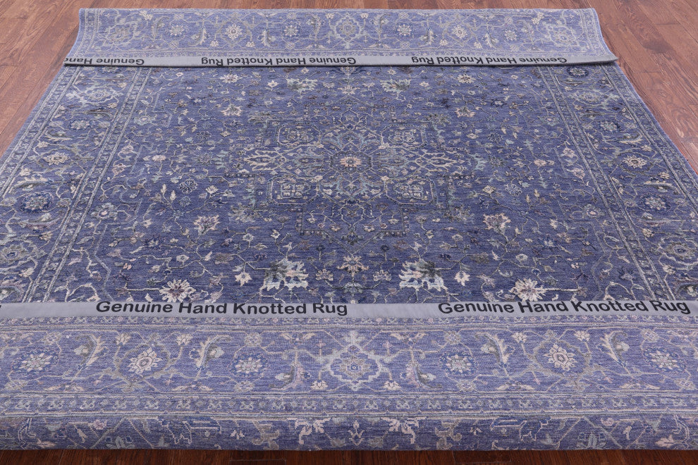 8' 0" X 10' 1" Persian Heriz Serapi Hand Knotted Wool & Silk Rug - Q15538