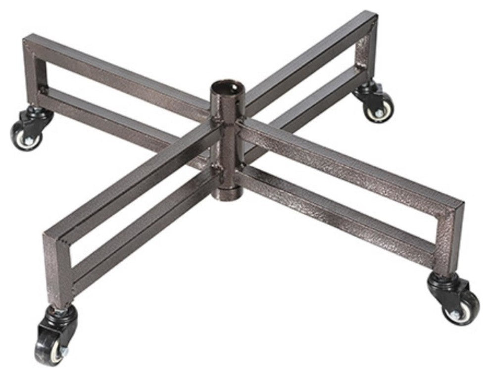 24" Brown Metal Rolling Artificial Christmas Tree Stand for 6', 9' Trees