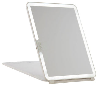 Touch Pad 2.0 Rechargeable LED Makeup Mirror with Flip Cover, White Marble