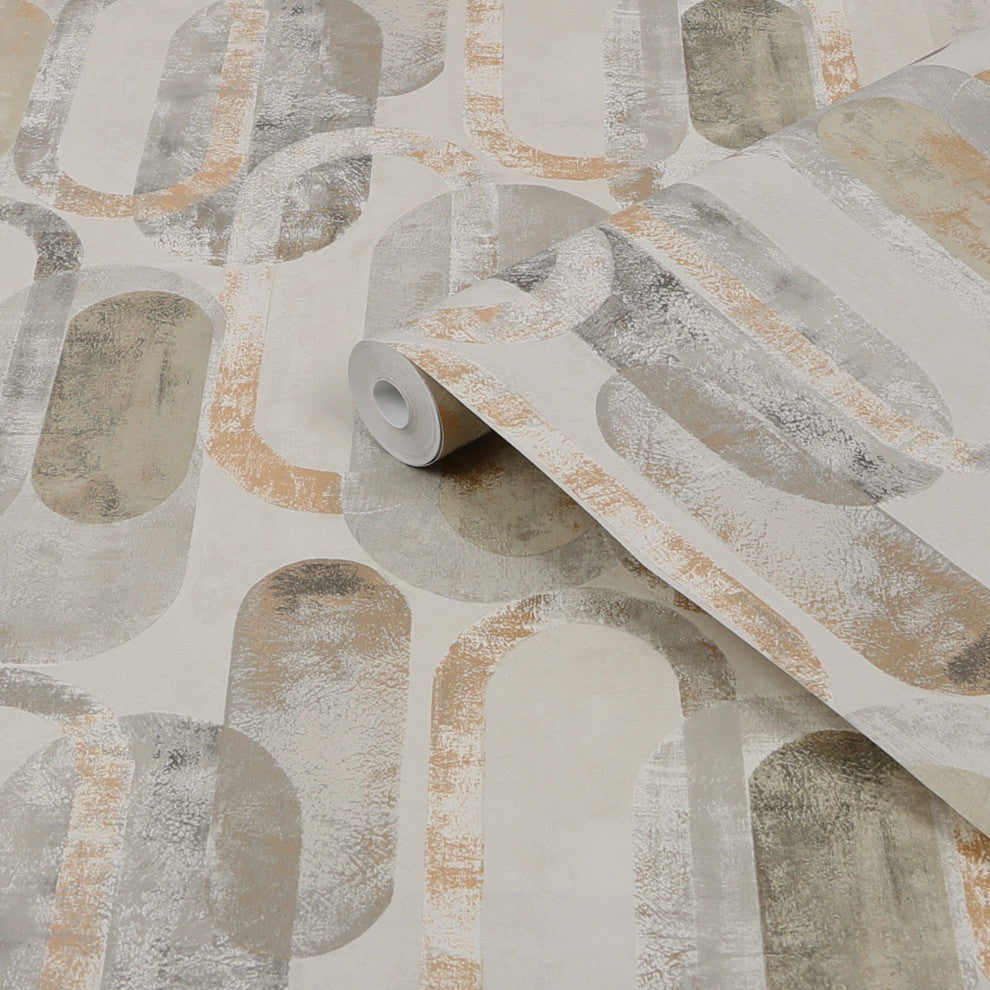 Sublime Oval Shapes Wallpaper, Gold