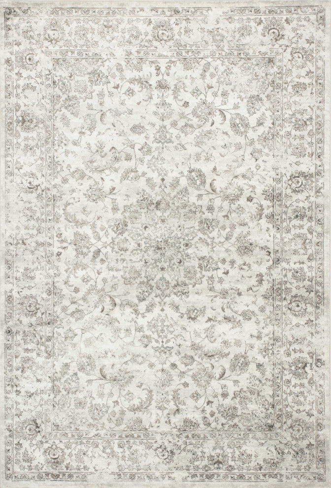 7'x11' Viscose Silver Area Rug