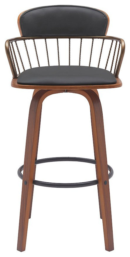 Willow Upholstered Wood Swivel Bar or Counter Stool