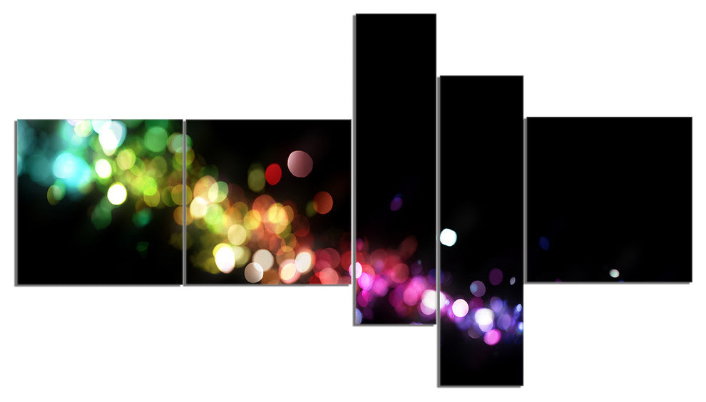 Colorful Abstract Lighting, Abstract Canvas art print, 60"x32", 5 panels