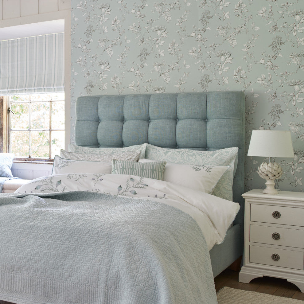 Laura Ashley Elderwood Wallpaper, Duck Egg