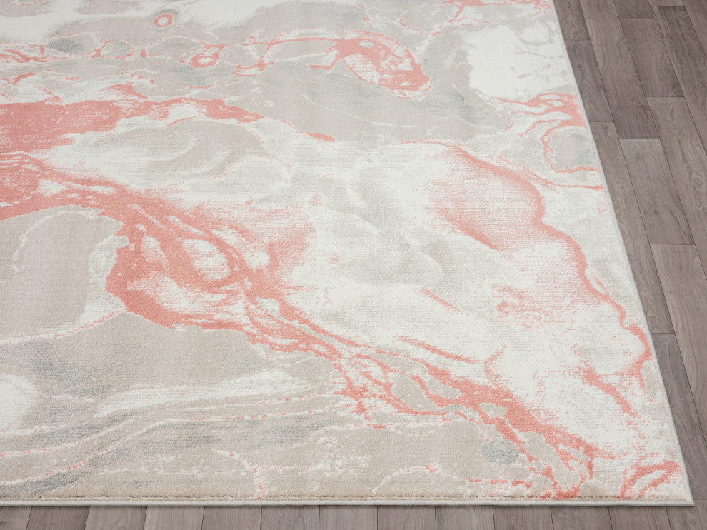 Abani Arto ART140C Abstract Liquid Marble Cream Pink  Area Rug