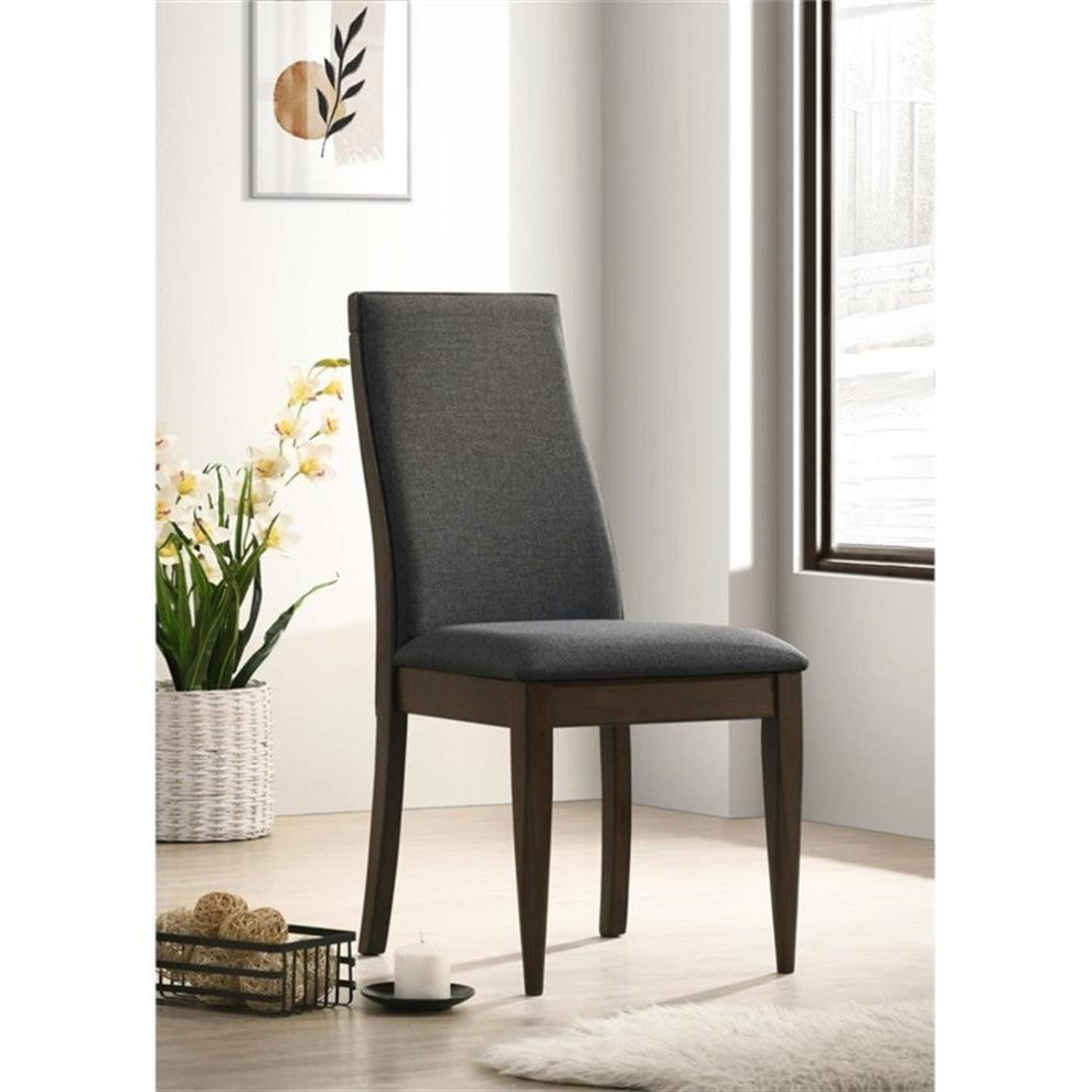 Coaster Wes Fabric Upholstered Side Chair Gray and Dark Walnut