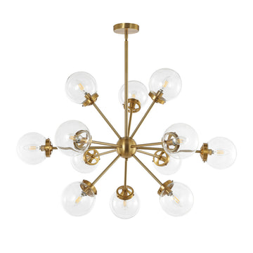 12-Light Dimmable Sputnik Sphere Chandelier, Clear Glass Shades