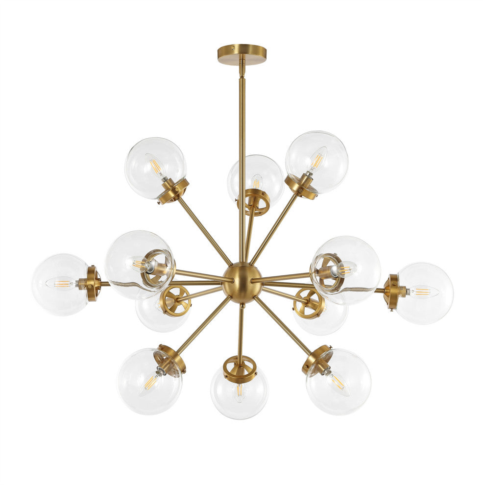 12-Light Dimmable Sputnik Sphere Chandelier, Clear Glass Shades