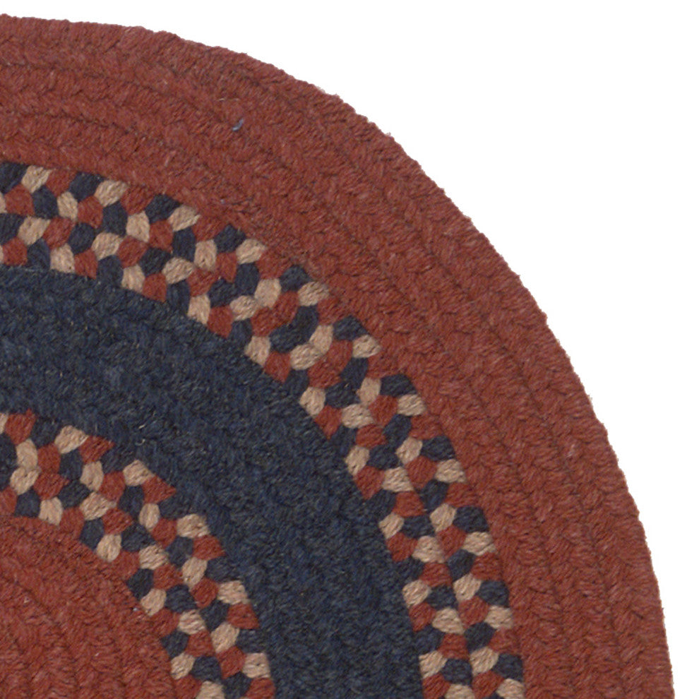 Colonial Mills Corsair Banded Oval Braided Rug, Red, 6x8