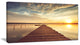 Sea Pier under Beautiful Cloudscape, Modern Canvas Art Print, 32"x16"