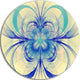 Blue Fractal Flower Pattern, Floral Digital Art Disc Metal Artwork, 11"