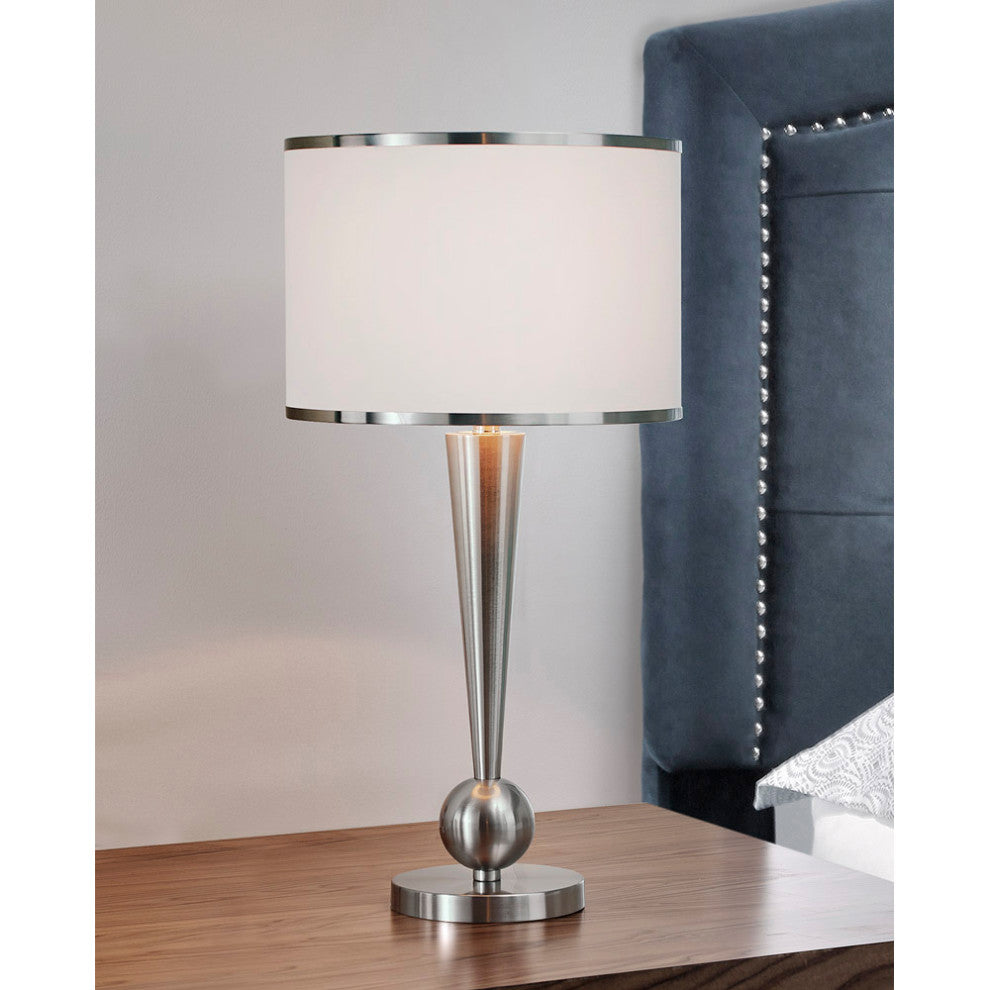 Dione 28"H Metal Table Lamp, Brushed Nickel