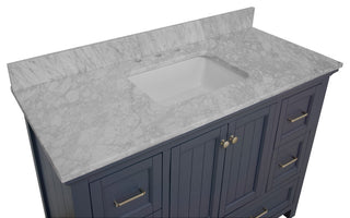 Paige 48" Bathroom Vanity, Marine Gray, Carrara Marble