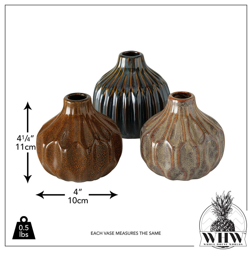 3 Piece Reactive Glazed Vase Set